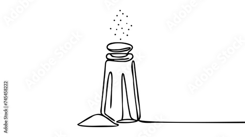 Salt or paper shaker one line continuous drawing. Kitchen tools continuous one line illustration. Vector minimalist linear illustration.