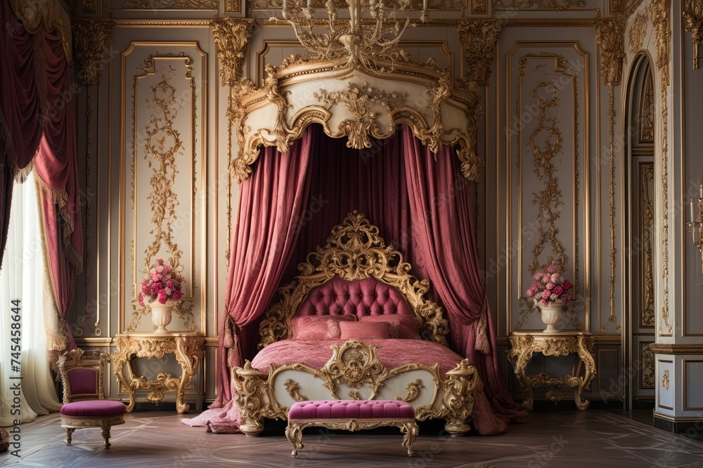 Φωτογραφία Opulent Baroque-Inspired Bedroom Design: Grandeur in Every Detail