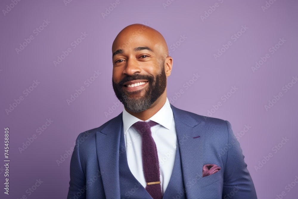 Handsome african american man in suit on purple background Handsome african american man in suit on purple background