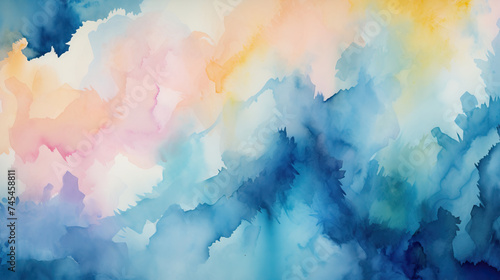 Abstract Colorful Gradient Wallpaper Background. Watercolor Illustration Art Oil Painting with Blue, Pink, Yellow, and Purple Color Splash
