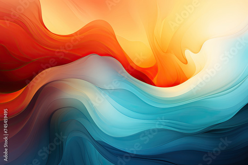 Pastel Watercolor Background Wallpaper, Blue and Orange Smock Glowing Abstract Texture Art Gradient Background, Softly Blended Hues photo