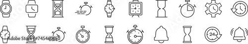 Clock Line Icons collection. Editable stroke. Simple linear illustration for web sites, newspapers, articles book