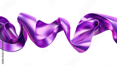 Purple shiny flow wave ribbon on transparent background