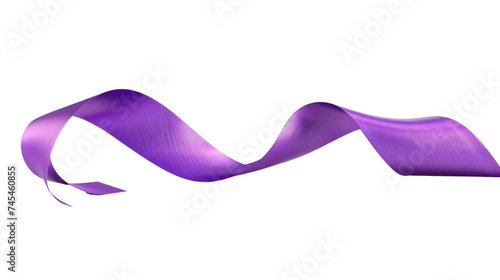 Purple shiny flow wave ribbon on transparent background