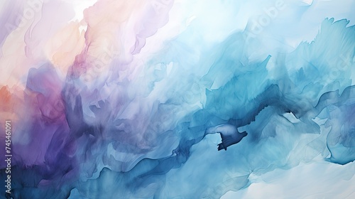 Abstract Colorful Background. Hand-Painted Blue Sky Watercolor. Cloudy Blue Sky Background for Banner, Landscape, Landscape, and Seascape Painting.