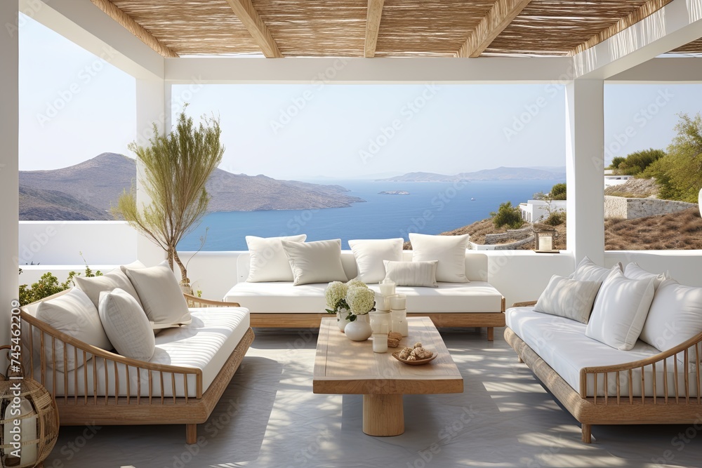 Marble Slab Seats: Coastal Grecian-Inspired Patio Designs