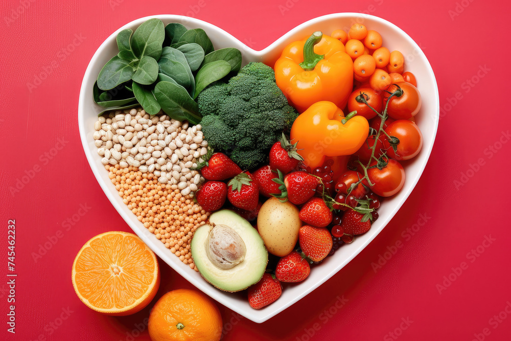 Nourish Your Heart: Vibrant Image Showcasing Nutritious Foods Like Fruits, Vegetables & Whole Grains for Cardiovascular Wellness Nourish Your Heart: Vibrant Image Showcasing Nutritious Foods Like Fruits, Vegetables & Whole Grains for Cardiovascular Wellness