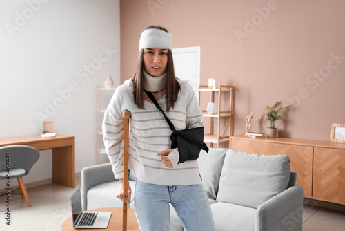 Injured young woman after a...
