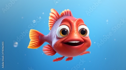 A cute cartoon baim fish character Ai Generative