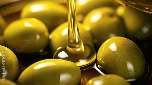 Fresh olive oil, olives background
