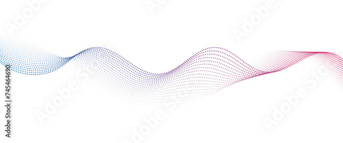 Flowing Dot Wave Pattern Halftone Curve Shape on Transparent Background