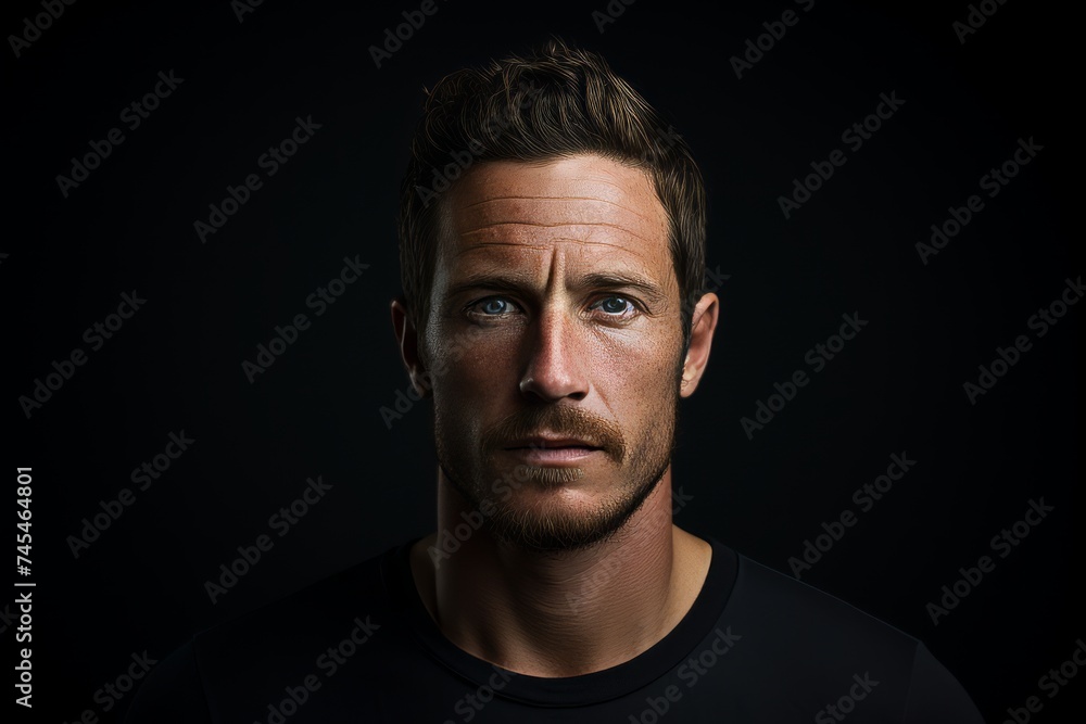 Portrait of a handsome young man on a dark background. Men's beauty, fashion.