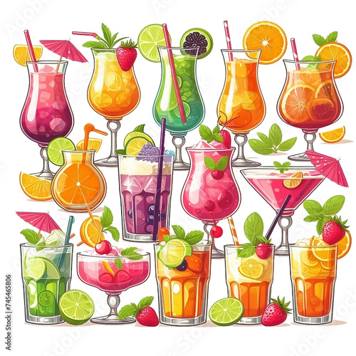 Selection of colorful cocktails 