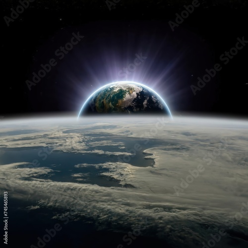 Earth behind planet concept eclipse space digital illustration fantasy