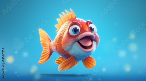 A cute cartoon barali fish character Ai Generative