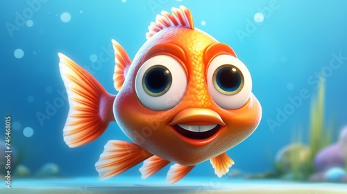 A cute cartoon batá fish character Ai Generative