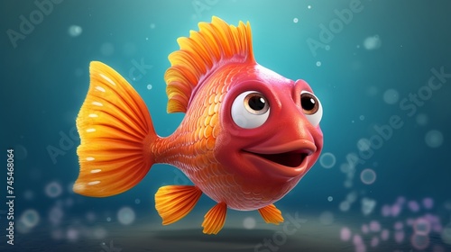 A cute cartoon batá fish character Ai Generative