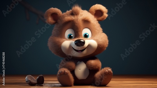 A cute cartoon bear character Ai Generative