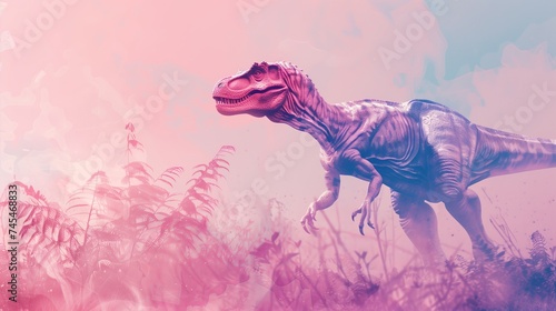 Monochromatic Pastel Background with Tyrannosaurus Rex © Mike