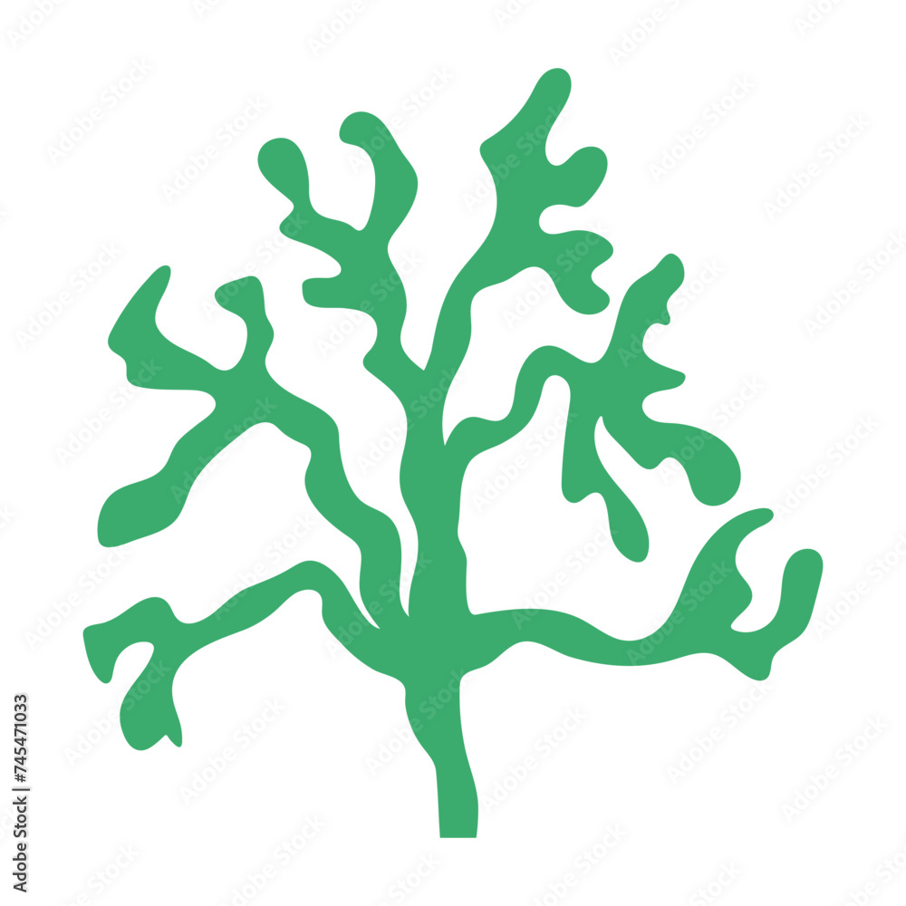 Green algae on a white background. Fucus, underwater algae. Isolated vector illustration on white background.