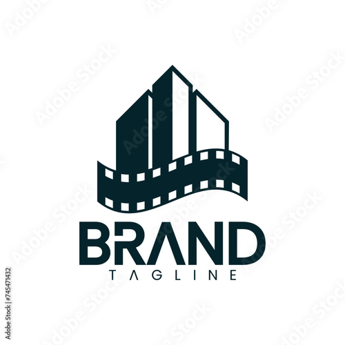 vector logo of movie building