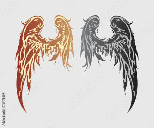 Devil and angel wings design element illustration © OctoWeepy