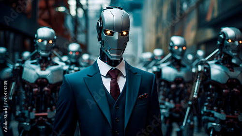 a group of robots dressed in a suit, robot dressed in a suit