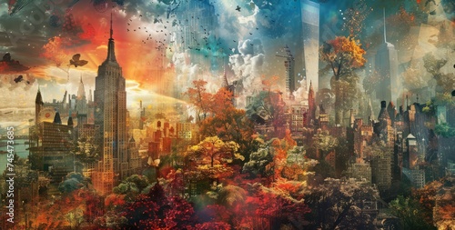 Urban Dreamscape  A Fusion of City Vibrance and Artistic Imagination