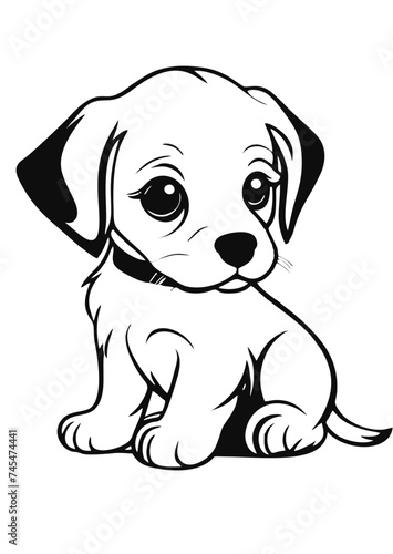 Dog, puppy hand drawn line style vector illustration isolated on white background © bon