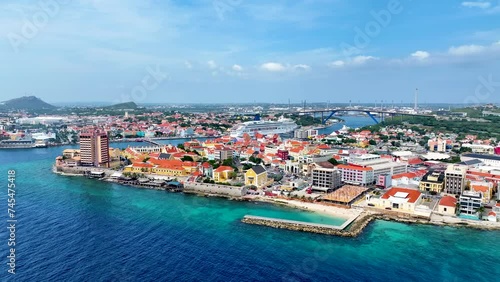 Willemstad, Curacao Sunrise Skyline Aerial Footage