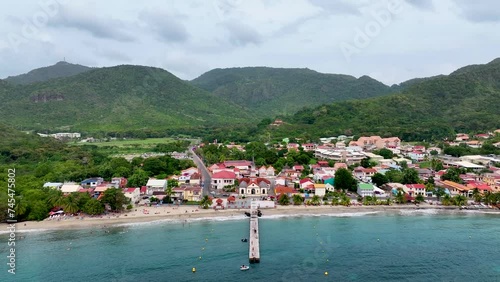 Martinique Les Anses d'Arlet Drone Aerial Flyover Footage