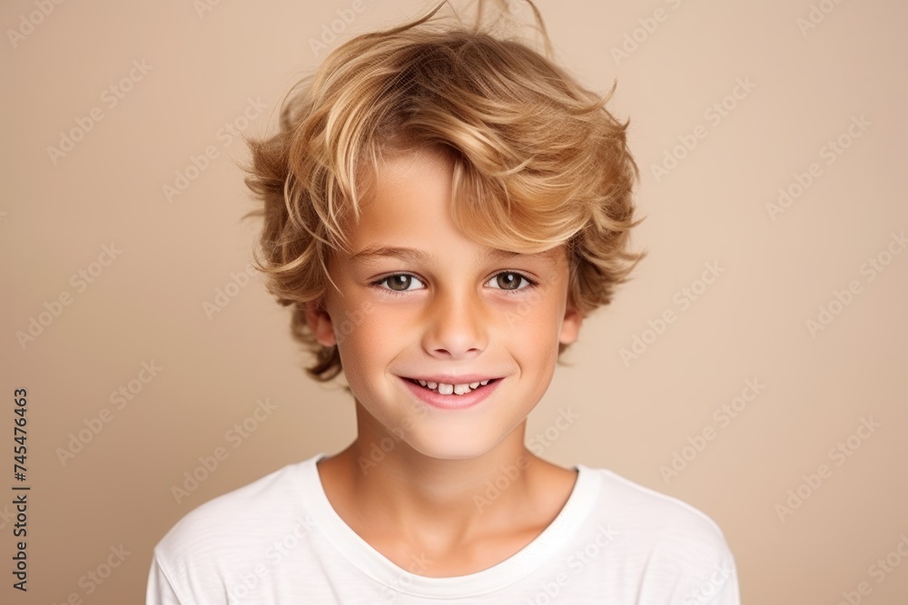 Portrait of a cute little boy with blond hair, studio shot Portrait of a cute little boy with blond hair, studio shot