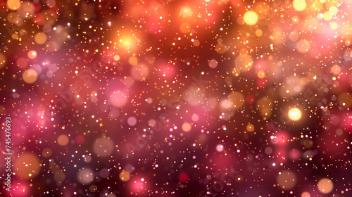 Abstract background in red and orange colors with blurred lights or dots. Copy space for text.