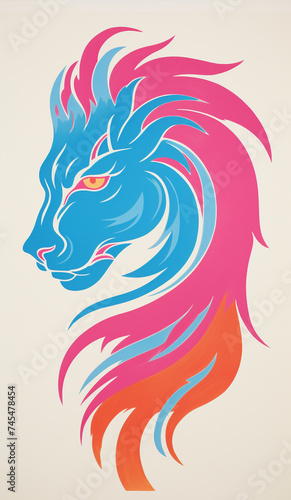 Vibrant glowing lion logo. Modern design.