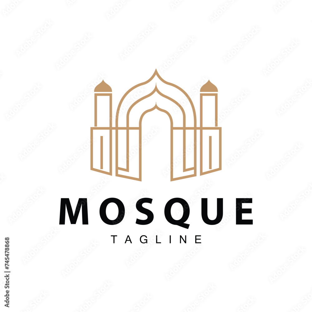 Black silhouette design of Islamic place of worship simple modern minimalist mosque logo template