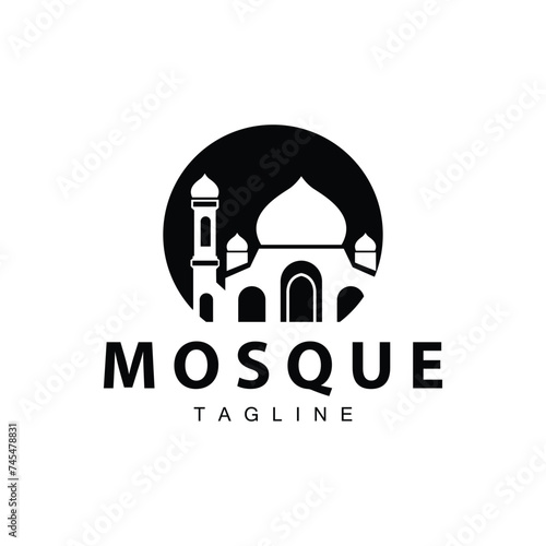 Black silhouette design of Islamic place of worship simple modern minimalist mosque logo template