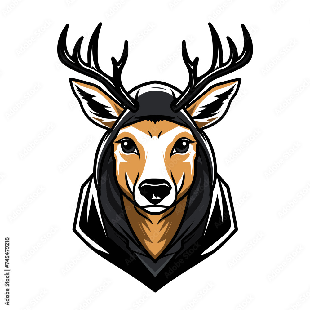 Dear wearing a hood vector illustration isolated transparent background logo, cut out or cutout t-shirt print design Dear wearing a hood vector illustration isolated transparent background logo, cut out or cutout t-shirt print design