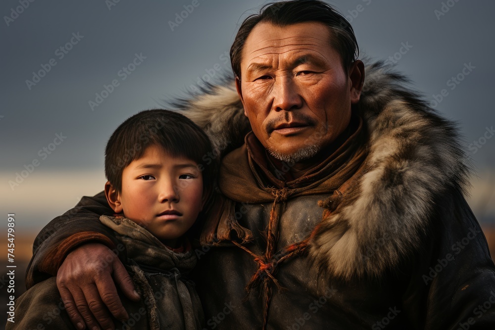 Hardworking Mongolian son father. Vacation lifestyle. Generate Ai Hardworking Mongolian son father. Vacation lifestyle. Generate Ai