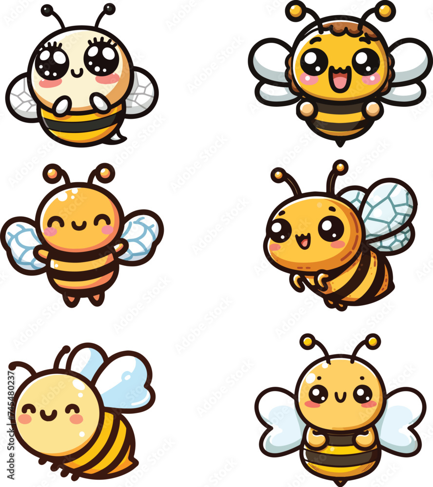 set collection cute cartoon mascot bee set collection cute cartoon mascot bee