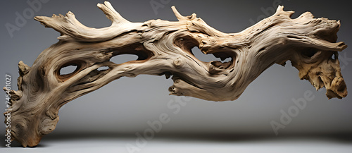 Asculpturalpieceofdriftwooddisplayingintricatetexturesandforms. © 文广 张