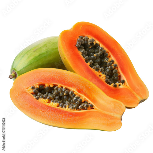 AI Generated Image: Papaya Fruit with Transparent Background
