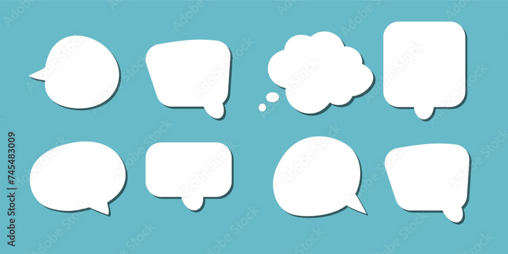 abstract set of white speech bubble with shadow isolated yellow and blue background. space for text. abstract blank area for rill text of font. abstract set of white speech bubble with shadow isolated yellow and blue background. space for text. abstract blank area for rill text of font.