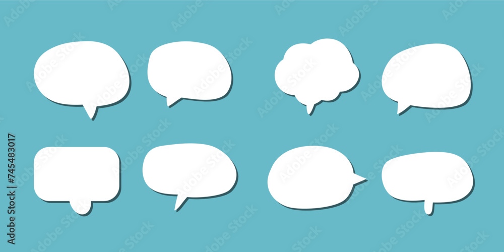 abstract set of white speech bubble with shadow isolated yellow and blue background. space for text. abstract blank area for rill text of font. abstract set of white speech bubble with shadow isolated yellow and blue background. space for text. abstract blank area for rill text of font.