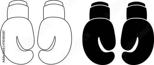 outline silhouette boxing gloves Icon set