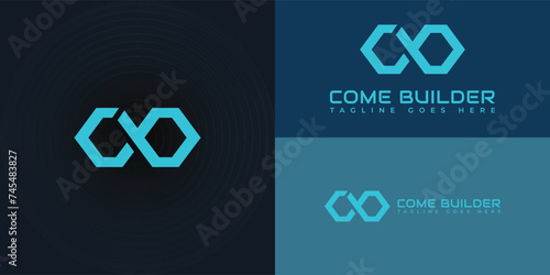 Abstract initial letter CB or BC logo in blue cyan color presented with multiple blue background colors. The logo is suitable for Robotic Process Automation Company logo design inspiration templates.