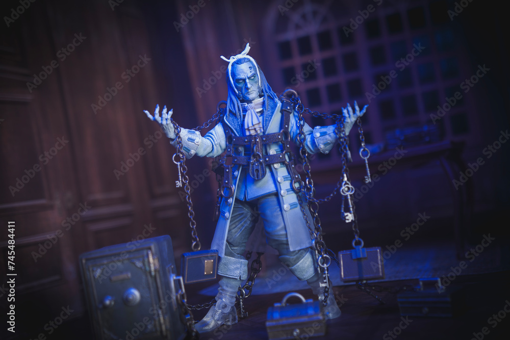 NEW YORK USA, JAN 29 2024 Jacob Marley visiting Ebenezer Scrooge from