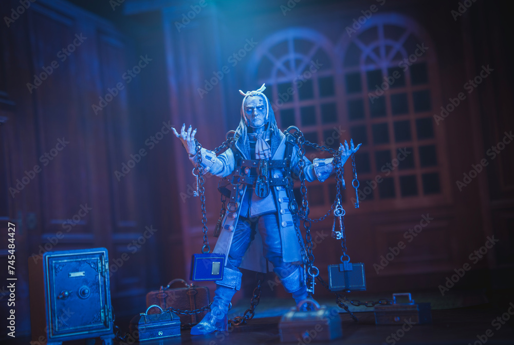 NEW YORK USA, JAN 29 2024 Jacob Marley visiting Ebenezer Scrooge from