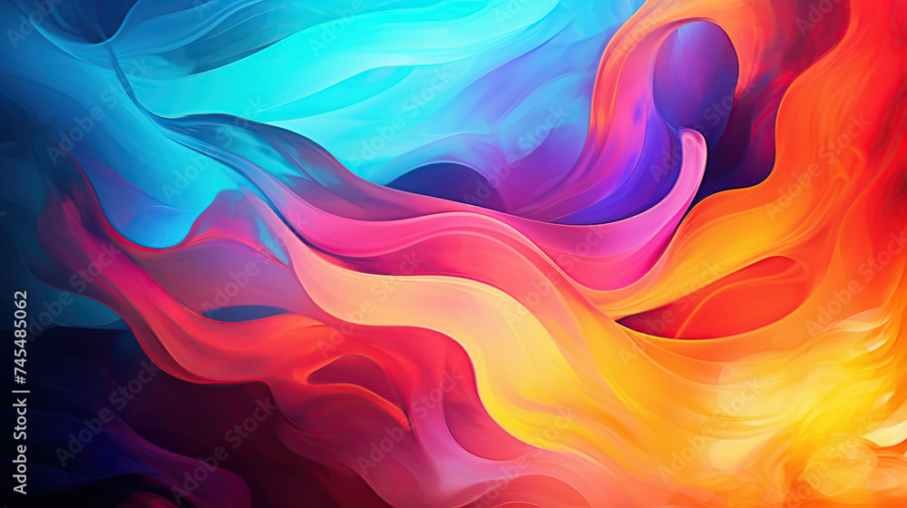 abstract colorful background with waves, with light blue, orange, violet can used for wallpaper, banner, backdrop, etc
