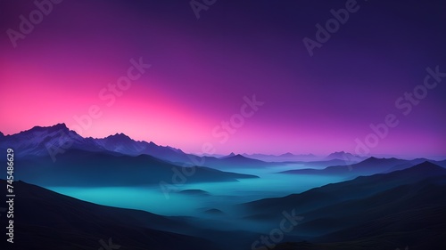 Retro sky landscape  beautiful mountain landscape  purple neon sunrise  blue  background  wallpaper