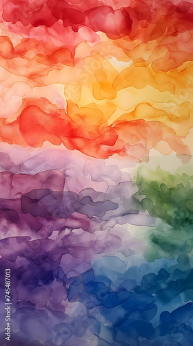 Abstract Watercolor Dream Clouds , Colorful Watercolor Textured Background